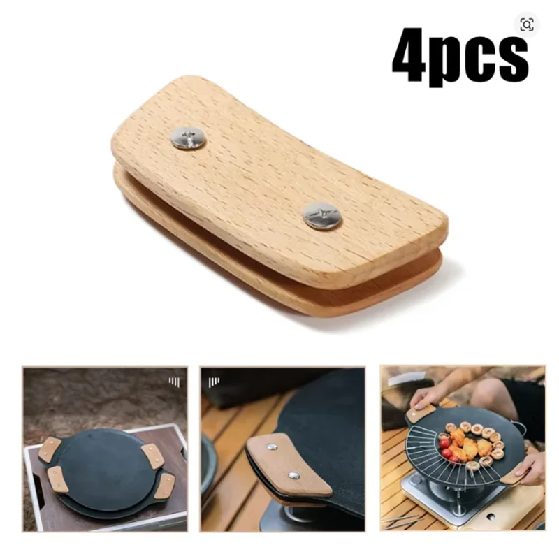 Mango de madera para sartén de barbacoa, resistente al calor, con agarre aislado, repuesto para sartén de salsa, parrilla, plancha, camping al aire libre