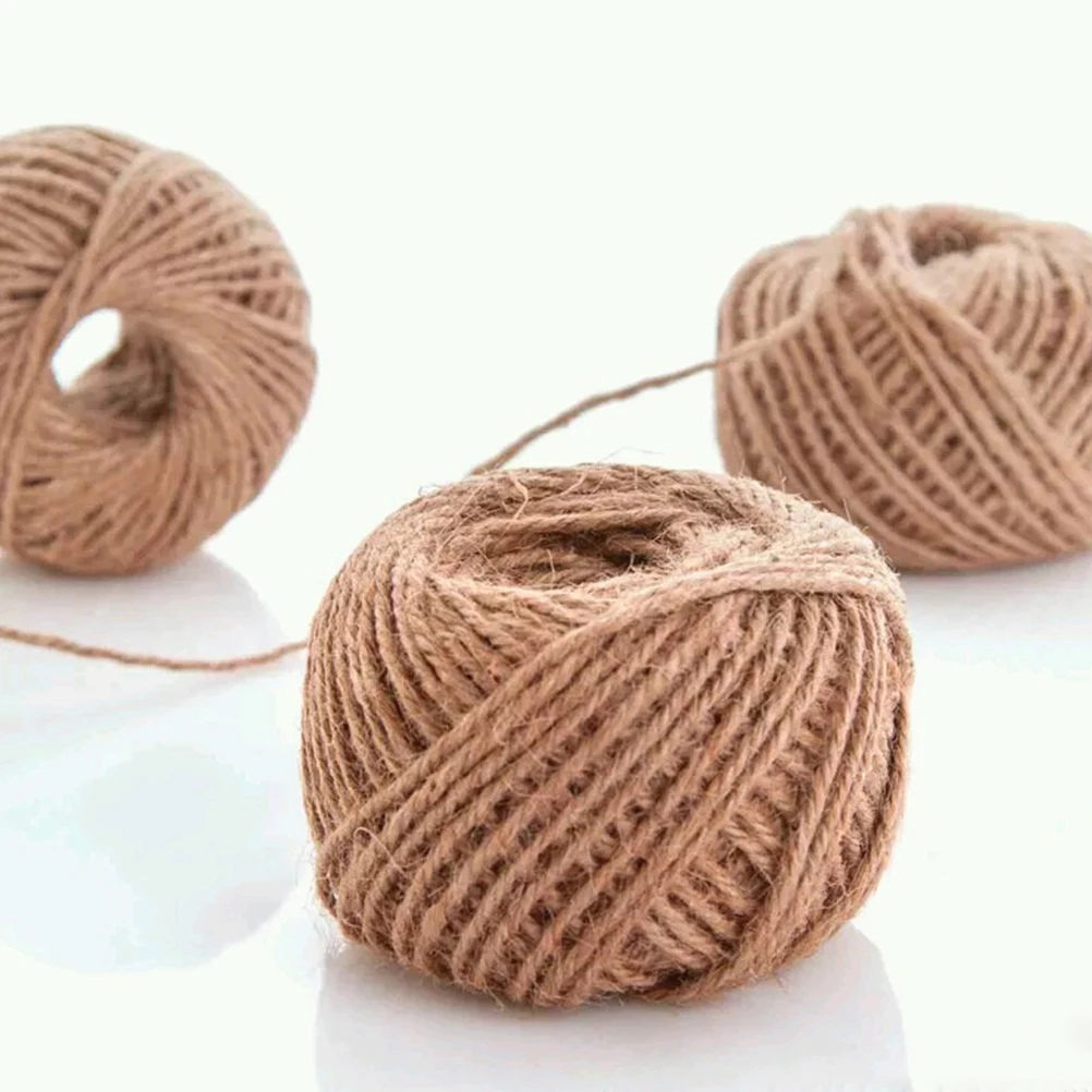 

6pcs 30M 3Mm 6 Strands Natural Jute Twine Durable Craft Rope For Diy Scrapbooking Sewing Gardening Wedding Decorations Light
