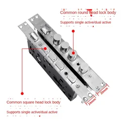 Anti Theft Door Lock Body, Anti Theft Door Single Double Action, Universal Square Round Head Anti Theft Lock Cylinder Accessory