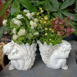 Little angel flower pot Art Vase Molds Handmade Cement Silicone Flowerpot Pen Holder Concrete big wing cupid Planter Mould