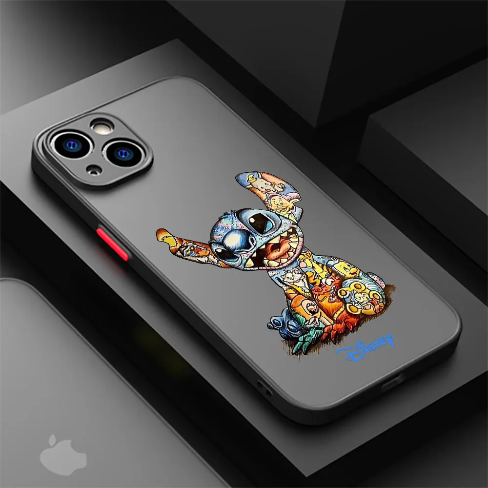 Disney Mickey Stitch Minnie phone Case For Apple iphone 14 11 pro 12 Mini 8 Plus X 13Pro 7 6s SE XS Max 15 6 fundas Matte Cover