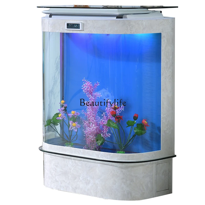 

Aquarium European-Style Ecological Glass Large and Medium Goldfish against the Wall Change Water Lazy Fish Tank