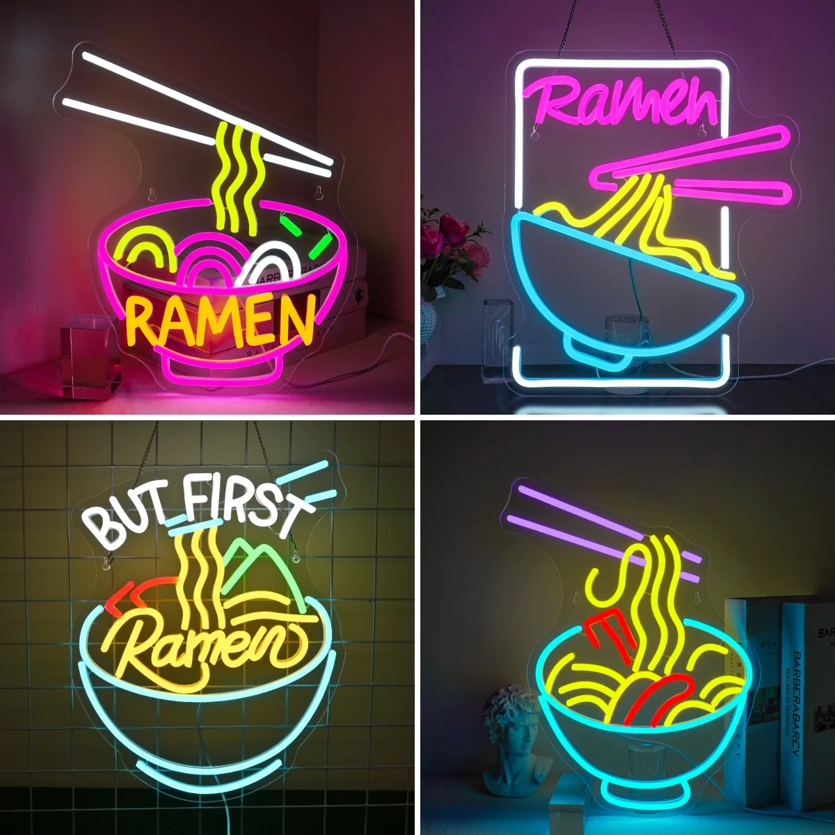 

Ramen Neon Signs For Wall Decor USB Powered LED Lights Dimmable Room Decoration Home Party Noodles Food Store Art Light Up Sign