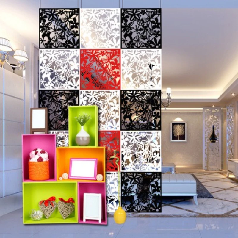 12 Pcs 40cm Hanging Folding Screen Partition Entrance Door Living Bedroom Office Hotel Hollow Window Flower Room Divider Screen