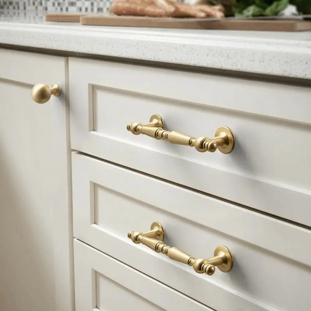 Zinc Alloy Cabinet Bar Pulls French Nordic Style Premium Hardware Kitchen Cabinet Knobs Luxury Design Door Pull Handles