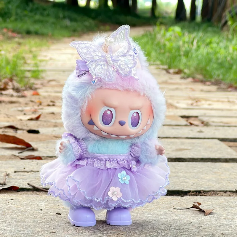 

15 /17 Cm Labubu Doll Clothes For 1st/2nd/3rd Gen Black Devil Hair Accessories Dress Angel Butterfly Purple Skirt Set Halloween