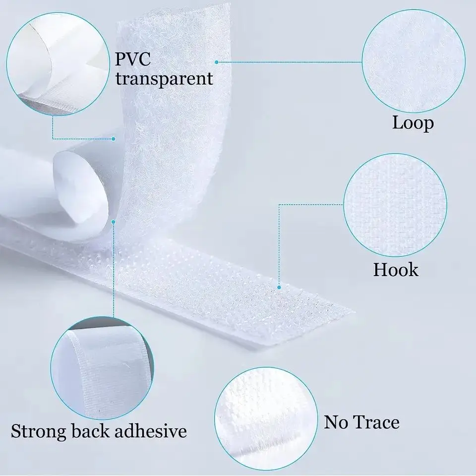 10Meters Magic Nylon Sticker Strips with Glue Self-Adhesive Hook and Loop Fastener Tape DIY Craft Accessories White 20-50mm Wide