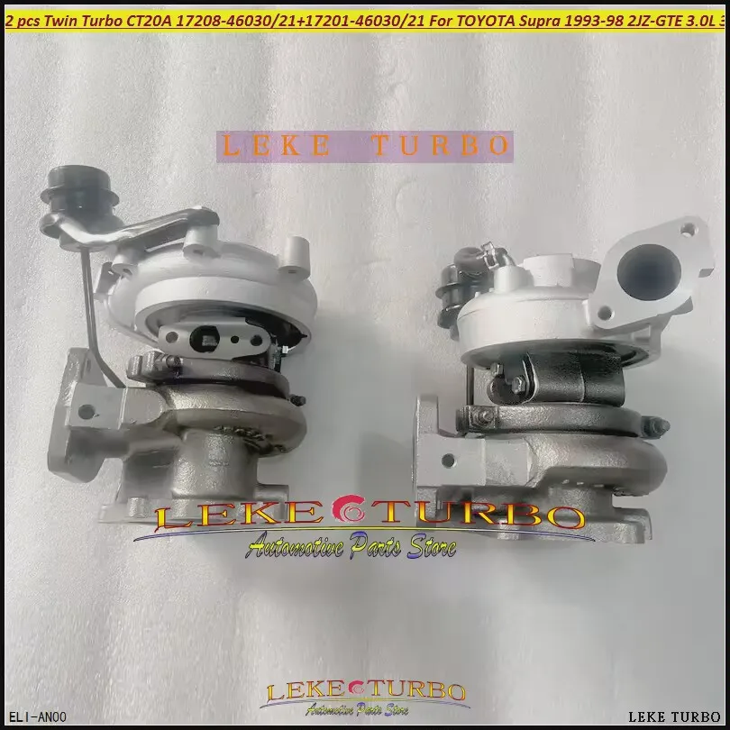 2pcs Twin Turbo CT20A 17208-46030 17208-46021 +17201-46030 17201-46021 For TOYOTA Supra JZA80 2JZ-GTE 2JZGTE 2JZG 3.0L 330HP