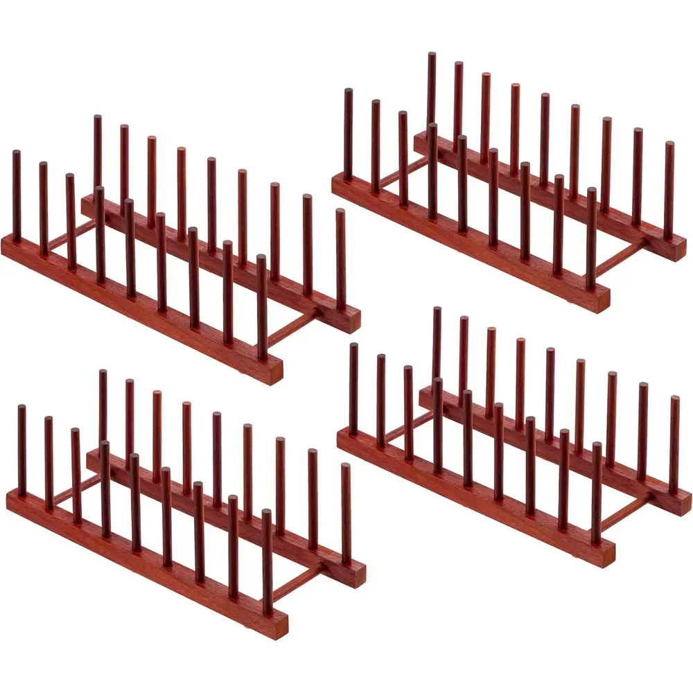 

4pcs Padauk Wooden Dish Drying Rack - Home and Kitchen Organizer or Cups, Bowls, Pots, Lids, Cutting Boards & Plates Space-Savin