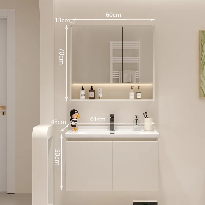 حوض غسيل حمام بسيط بالرياح الكريمية، حوض متكامل من السيراميك