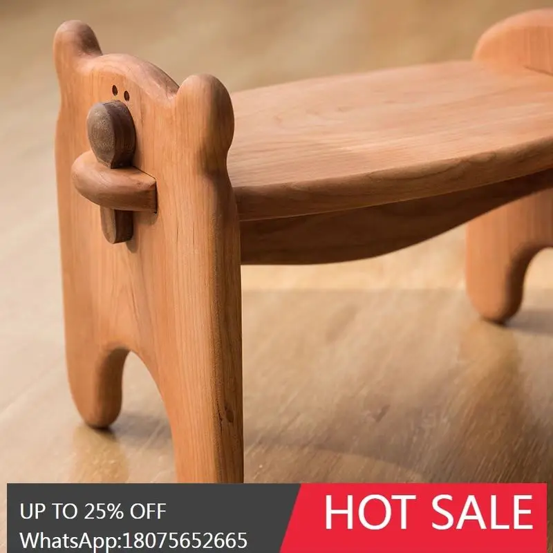 

MJY North American Cherry Wood Solid Wood Assembled Bath Stool Creative Chair Low Stool