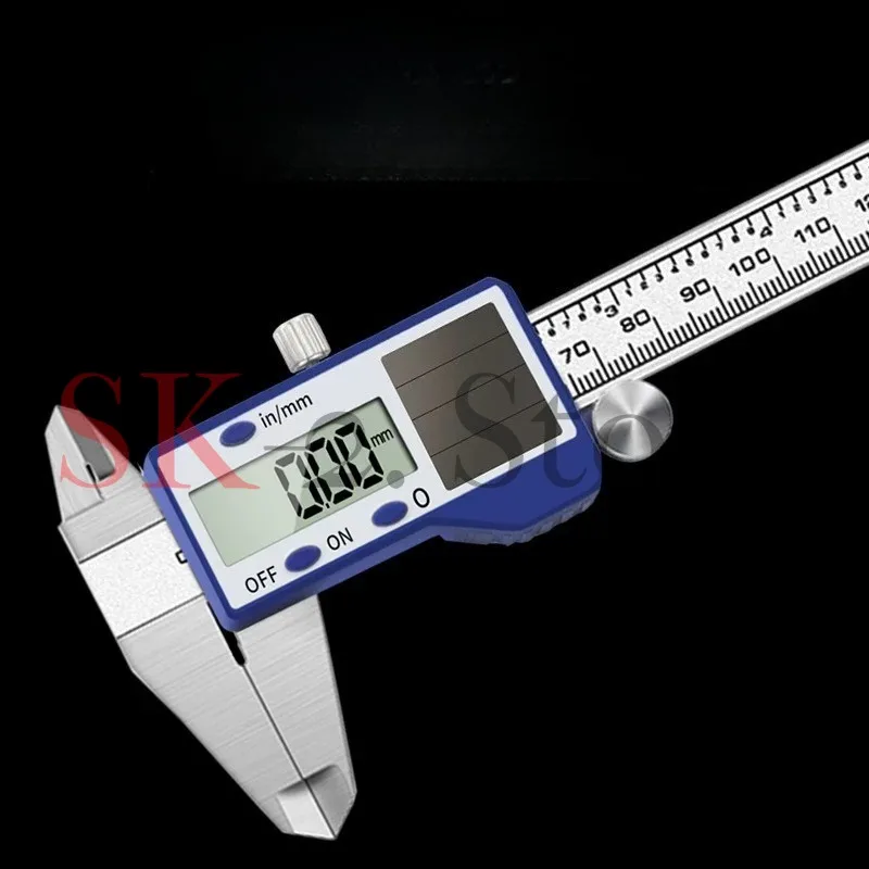 H7EA Professional Solar Digital Calipers 150mm Water Resistan Steel Double Power Supply Accuracy Instrument For Craftsmen
