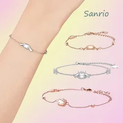 Sanrio Kawaii My Melody Bracelet hello kitty cinnamoroll Girl Cartoon Sweet Simple 925 Silver ins Fashion bestie couple Bracelet