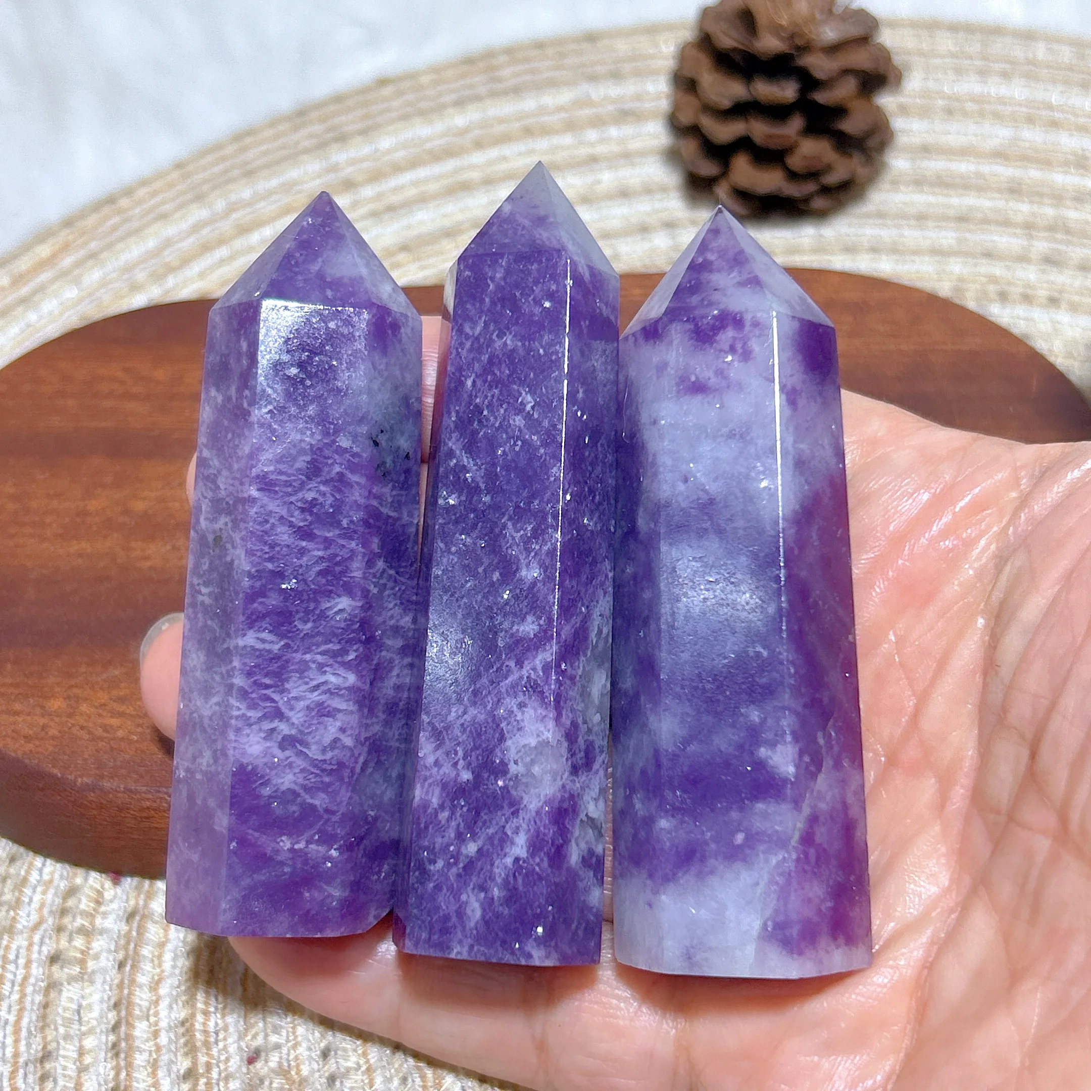 

Healing Natural Crystal Lepidolite Tower Point High Quality Gemstones Reiki Energy Ornament Home Decorations Room Decor Gift