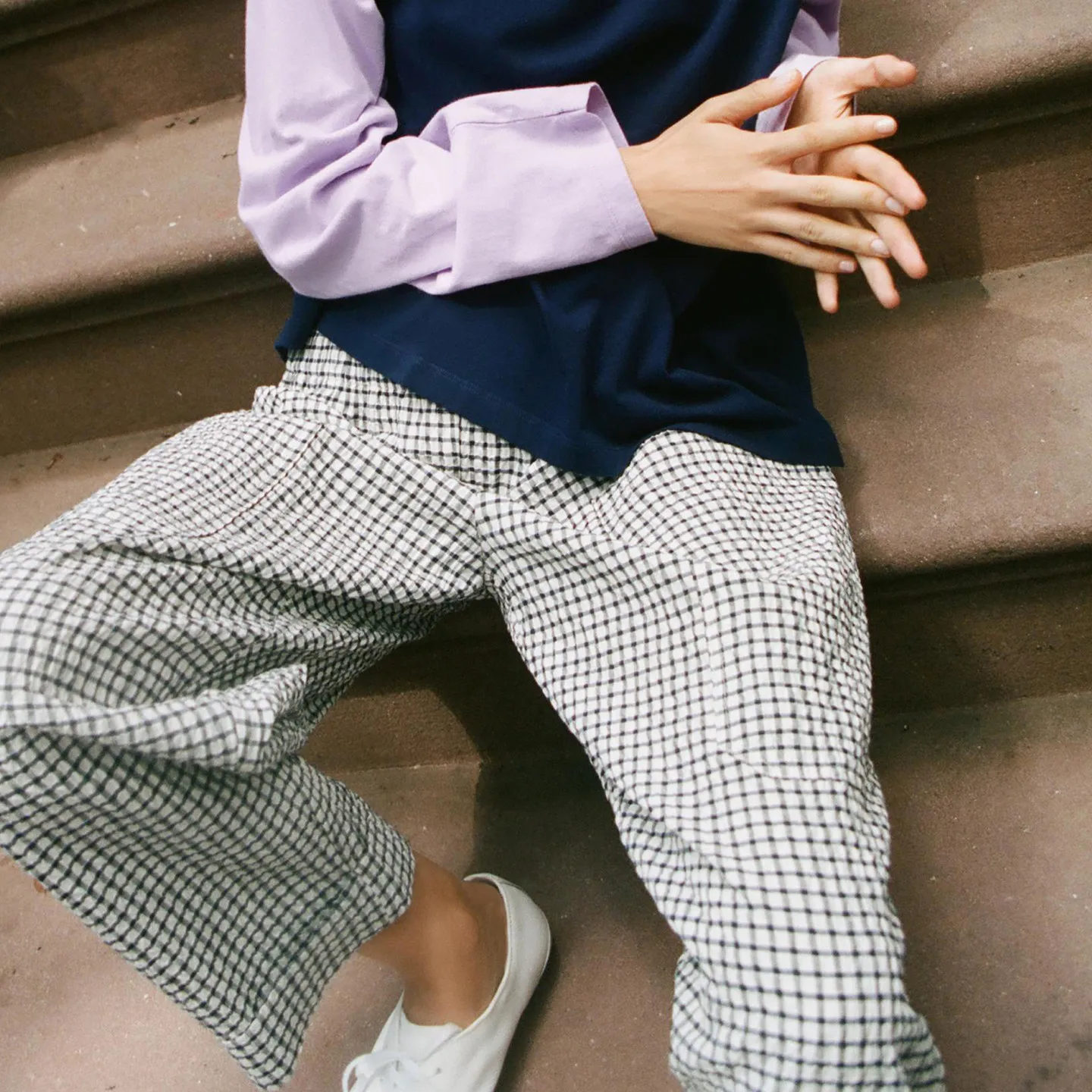 Fashionable Checkered Elastic Waist Pants Women's Autumn 2026 Personality Slim Fit Natural Waist Other Material Casual Pants