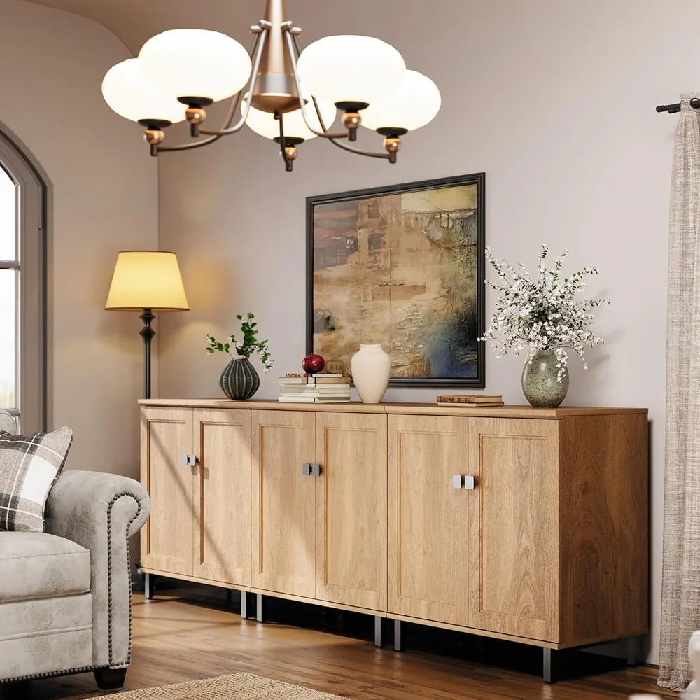 Buffet Sideboard Cabinet Farmhouse Modern 3 in1 Storage Cabinet with Adjustable Shelves for Kitchen, Coffee Bar, Customized