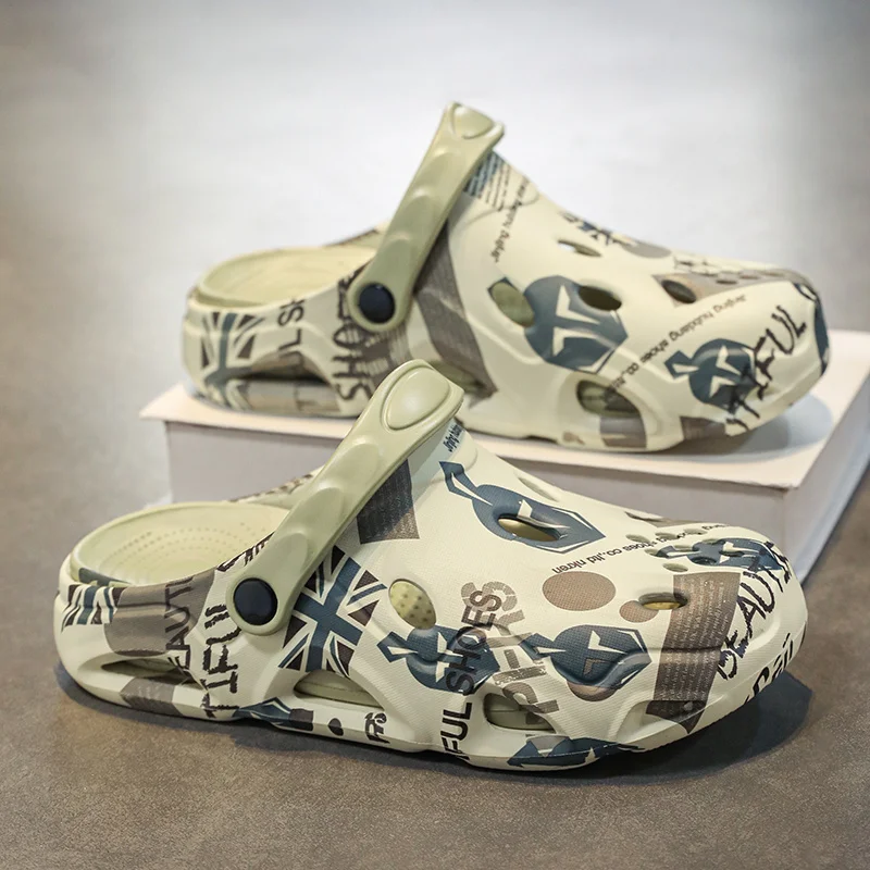 Men's Summer Outdoor Wear Clog Shoes Big Size 4546 Sports Casual Beach Sandals Slip-On Comfortable EVA Flat Heel Footwear