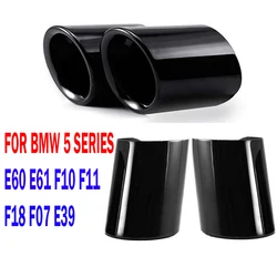 Tubo in acciaio inossidabile nero con punta del silenziatore di scarico per auto 2 pezzi per BMW serie 5 520i 523i 525i F10 F11 F07 E12 E28 E34 E39 E60 E61