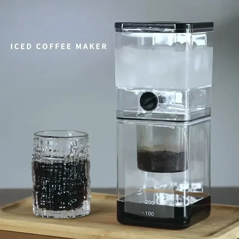 

Premium Borosilicate Square Ice Drip Cold Brew Coffee Maker,Compact Slow Cold Brew System for Home Iced Coffee&Tea Extraction