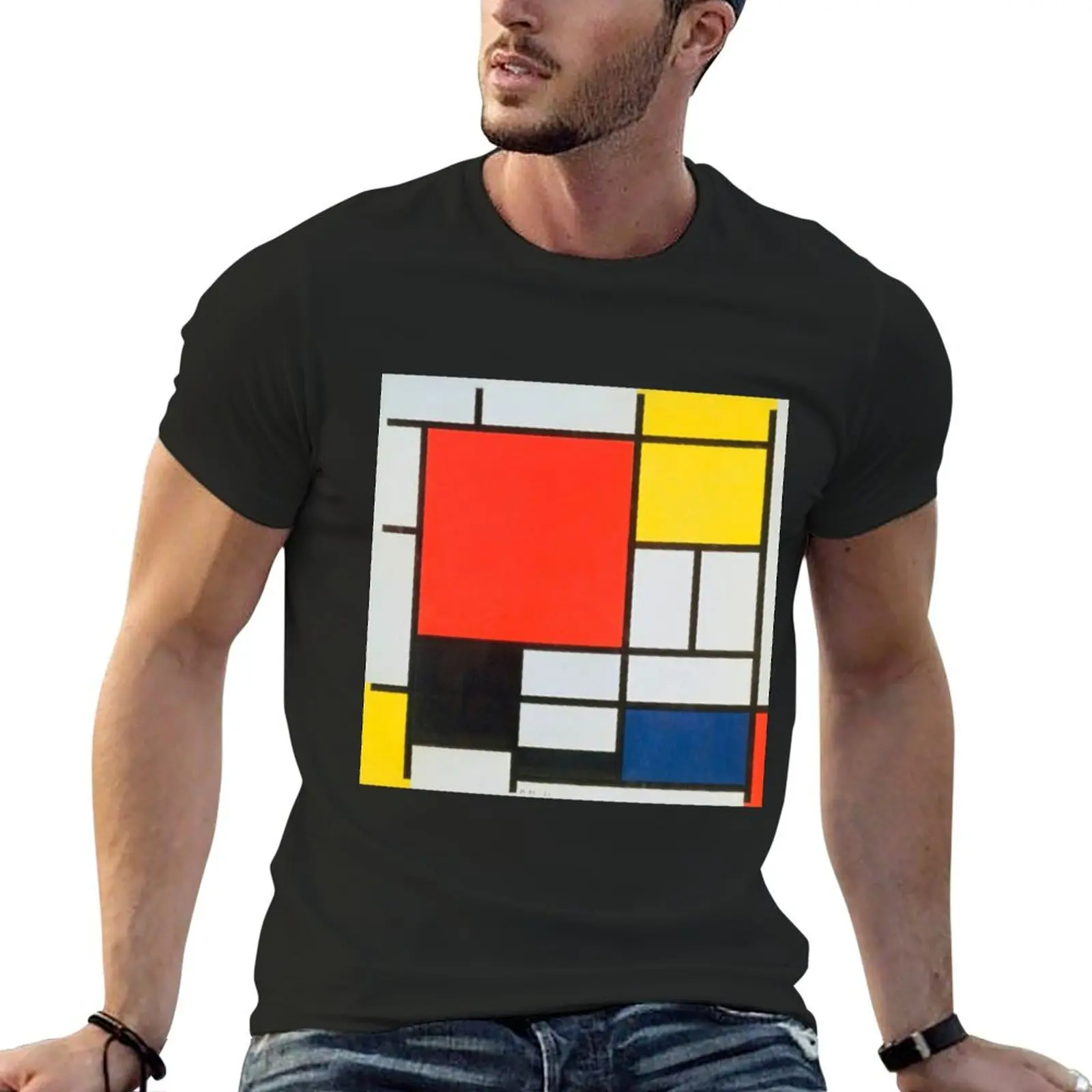 piet mondrian - Composition with Red, Blue, Yellow, and Black,No.2, T-Shirt animal prinfor boys t shirt men 100℅ cotton