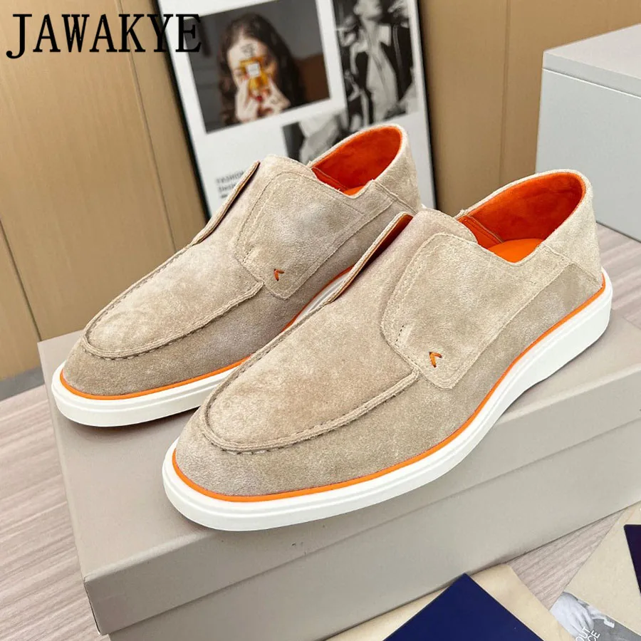 

2024 Male Shoes Real Kid Suede Leather Men's Loafers Luxury High Quality Slip-on Oxfords Casual Business Shoes for Men tenis