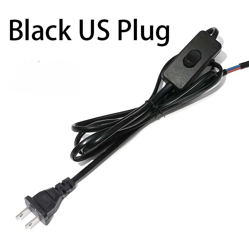 White/black US/EU 1.8m button switch power cord desk lamp switch cable AC 110V/220V extension power cord switch image 4