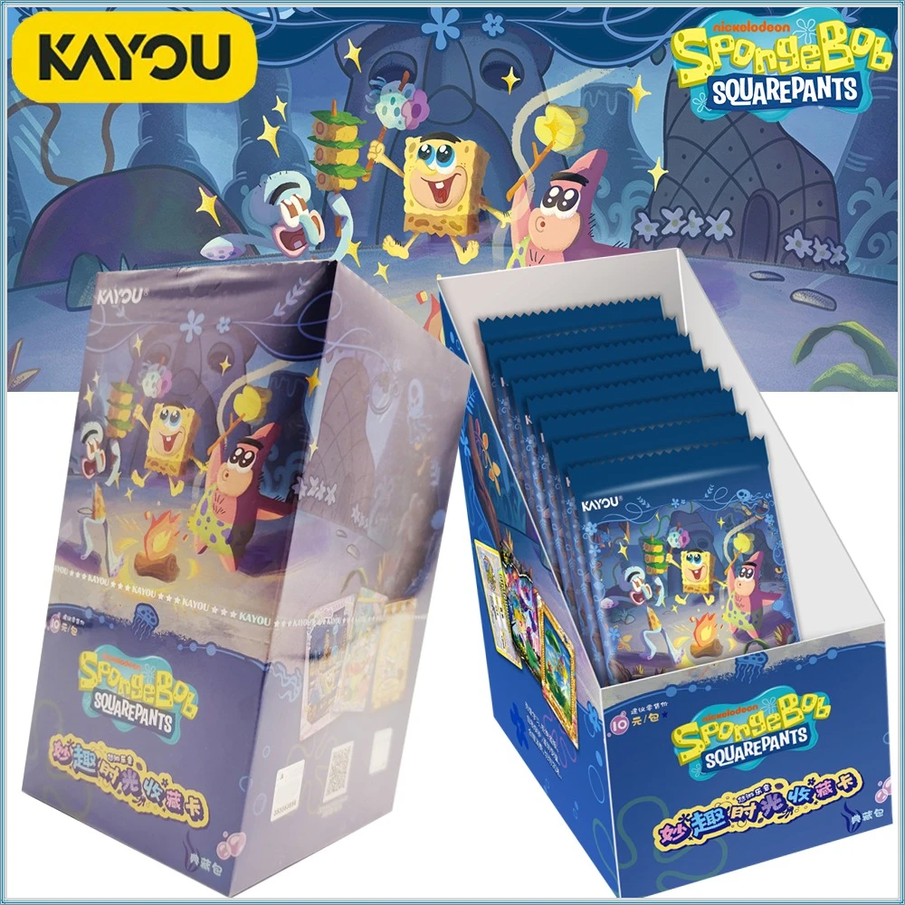 Original Kayou SpongeBob SquarePants Collection Cards Animated Protagonist World Tour Joyful Trendy Cartoon Cute Star Cards Gift