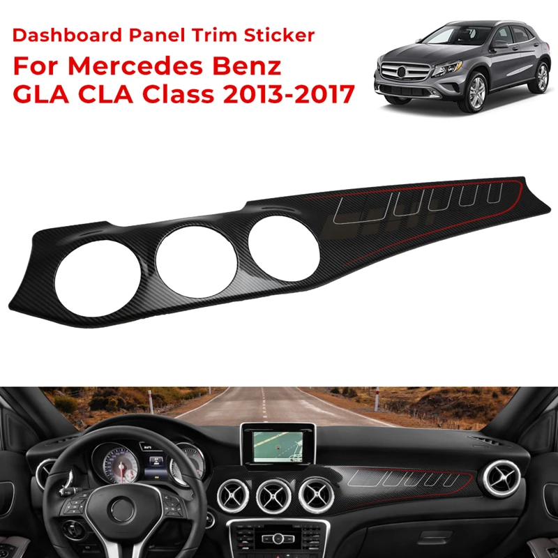 Dashboard Console Panel Trim Central Console Panel Instrument Strip Cover Carbon Fiber For Mercedes Benz GLA CLA Class 2013-2017