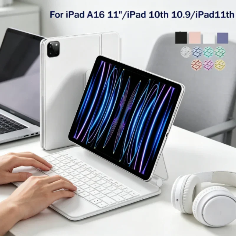 

Elegant Ultra Thin Backlit TouchPad Magic Keyboard Smart Cover for IPad A16 11 Universal 10th Gen 10.9 11th Gen IPad