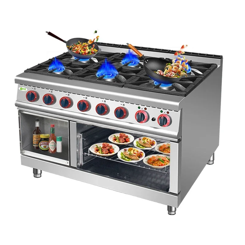 

Commercial Catering Equipment High Quality 6 Burner Gas Stove 700 Series 6-Burner Gas Cooking Range With Oven for Restaurant