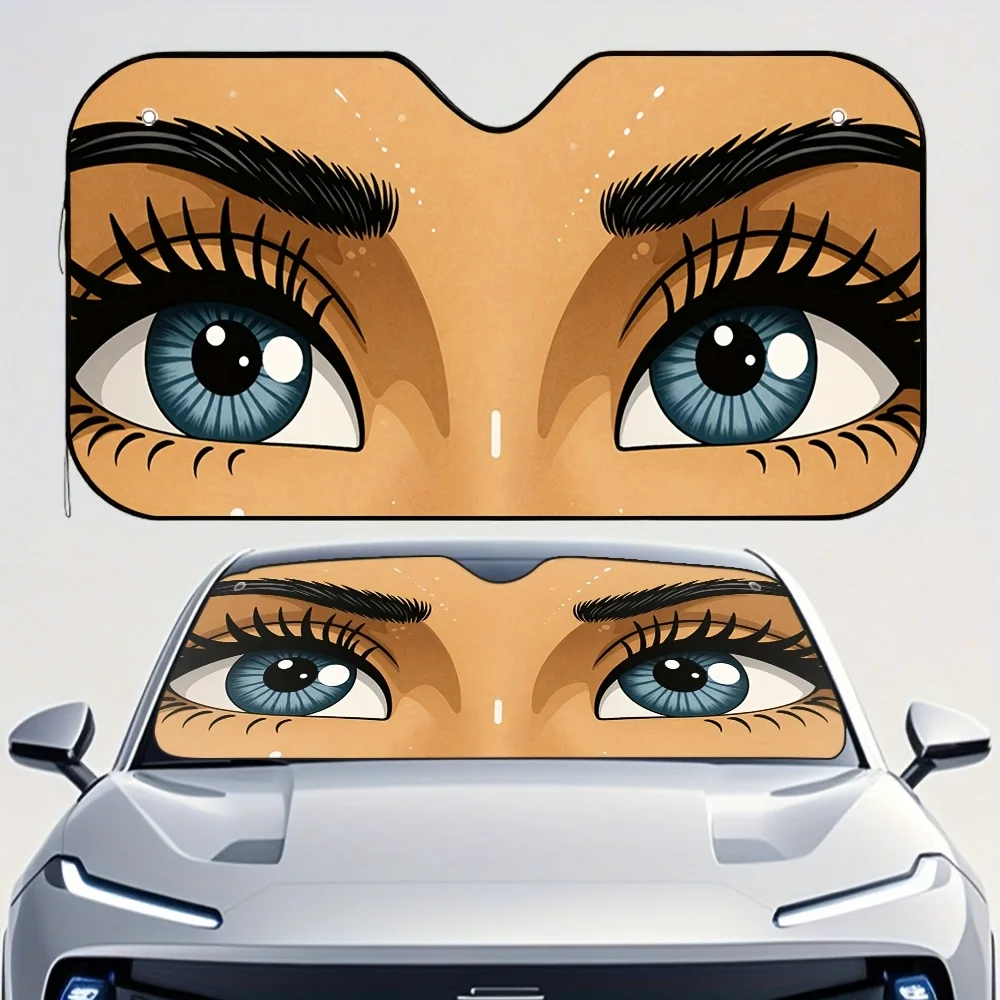 

1pc Anime Blue Eyes Car Sunshade - Stylish Fit for Cars, SUVsTrucks Foldable Design, Heat-Resistant UV Protection