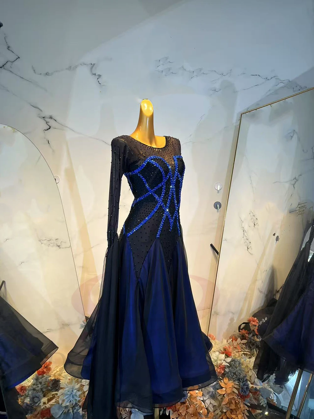 Vestido de dança latina para adultos e crianças, pedra ab, saia de malha personalizada de alta qualidade, tango, roupas profissionais femininas