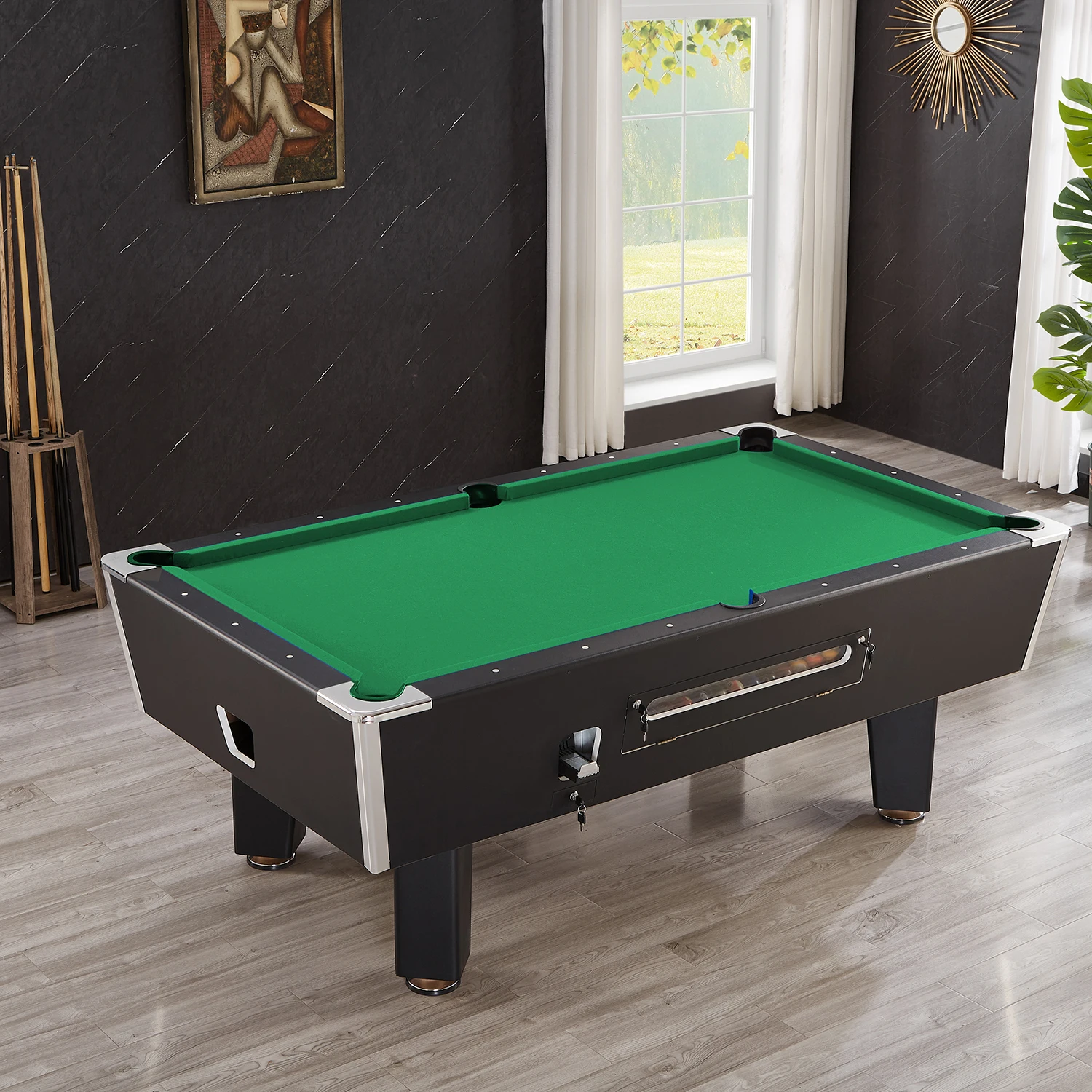 

Горячие продажи, коммерческий игровой бильярдный стол с монетоприемником и жетоном, 7-футовый игровой бильярдный стол из дерева для бара, клуба