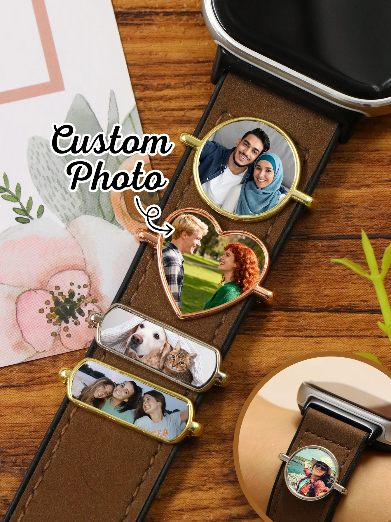 Custom Photo Watch Band Charm, Personalized Watch Charm Accessories, Customized Smart Watch Charm, Strap Decoration,