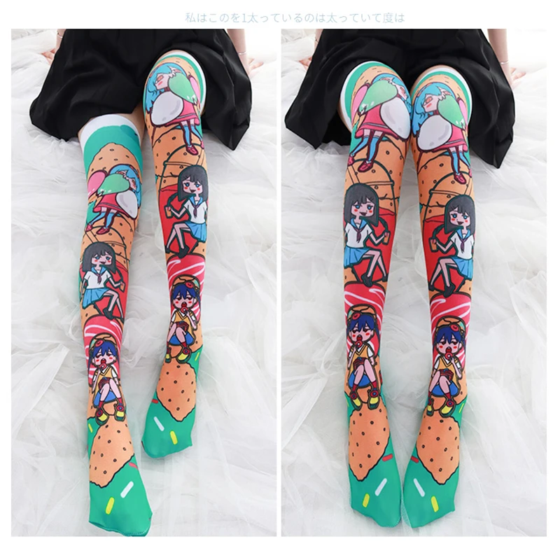 

Lolita Women Stockings Fashion BearsThigh High Compression Stockings Sexy Stripe Female Stockings For spring Summer Sweet Cute