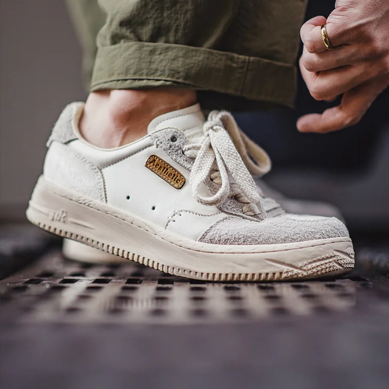 

Maden Men's Casual Breathable Patchwork Sneakers Low-Top Chunky Sole Shoes Lace-Up Spring and Fall Running Sporty Board Shoes