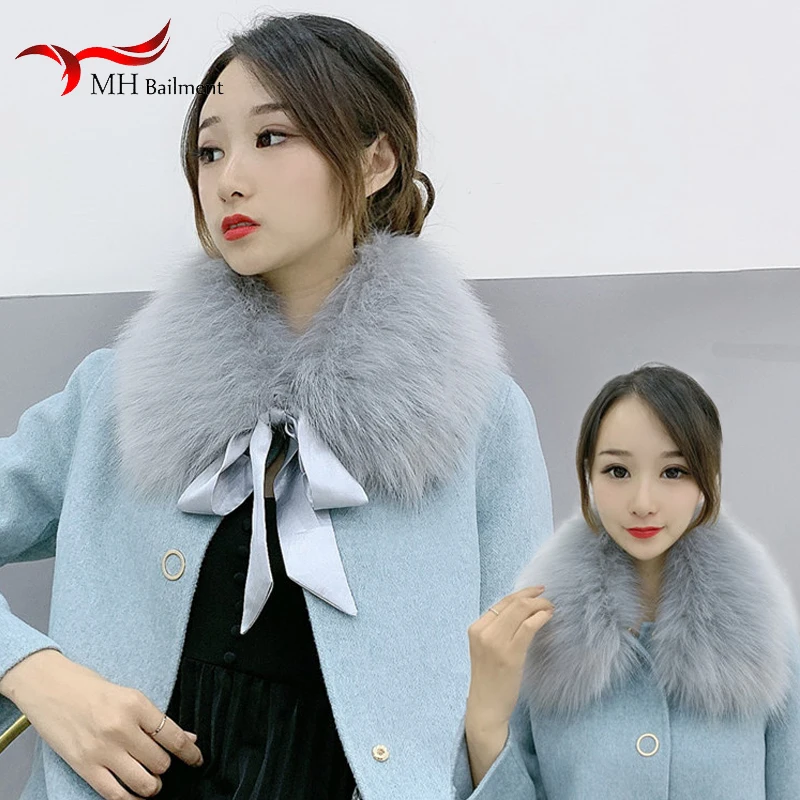 

Women Scarf New Faux Fur Collar 55cm Luxury Scarf Winter Coat Hood Fur Decor Shawl Soft Warm Parkas Jacket Scarves Ladies