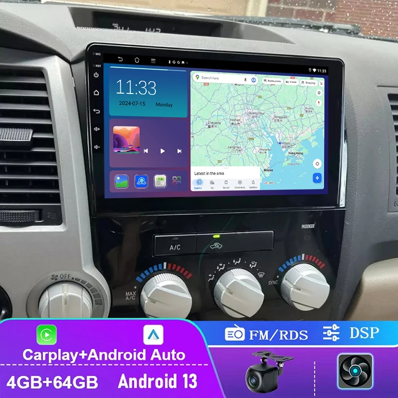 

4+64GB For Toyota Tundra 2007-2013 & Sequoia 2008-2018 Car Radio Wireless Carplay Android Auto Head Unit GPS Navi