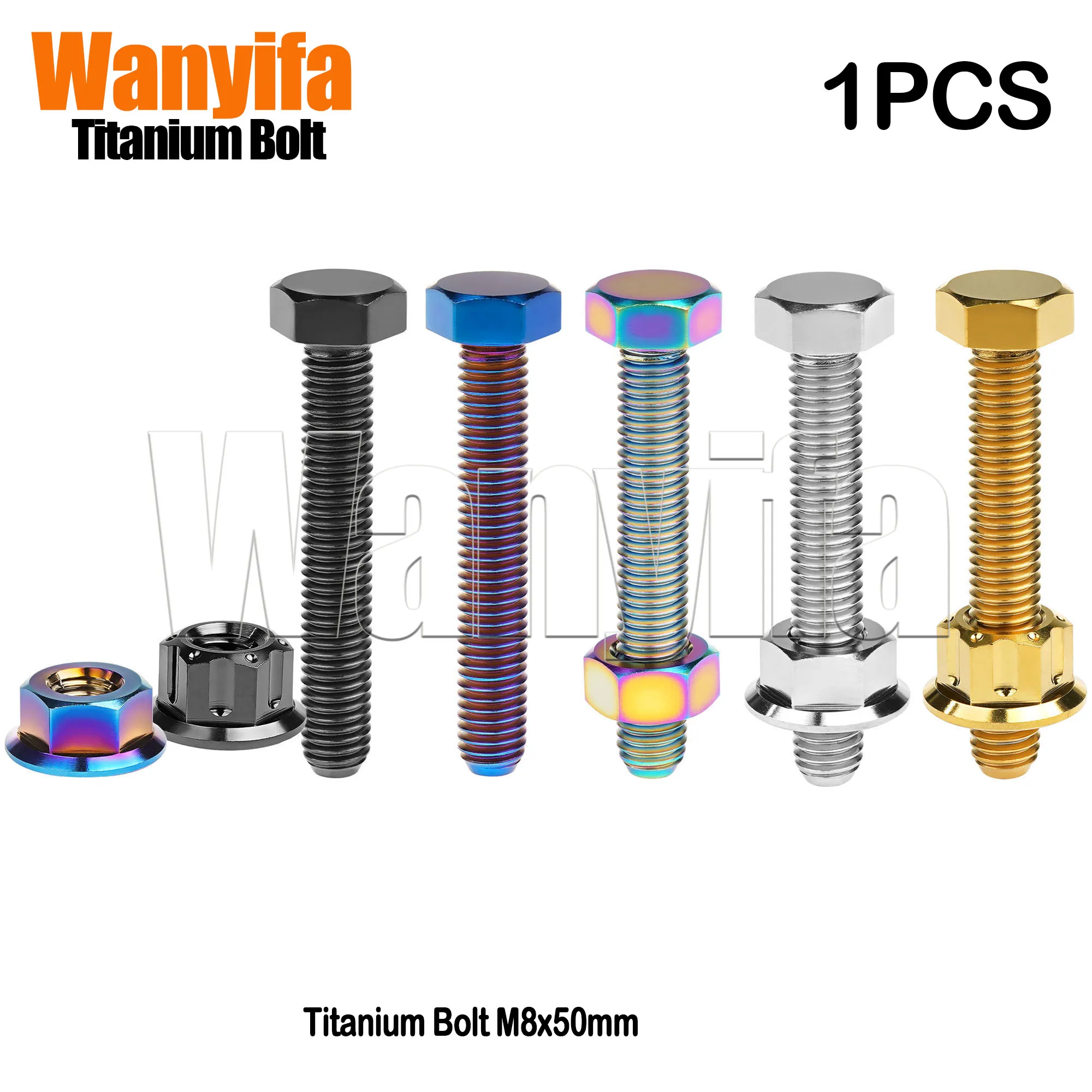 

Wanyifa Titanium Motorcycle Chain Adjustment Bolt M8x50mm Bolt and M8 Fancy Nut Titanium Hex Head Screws+Bolt Cap