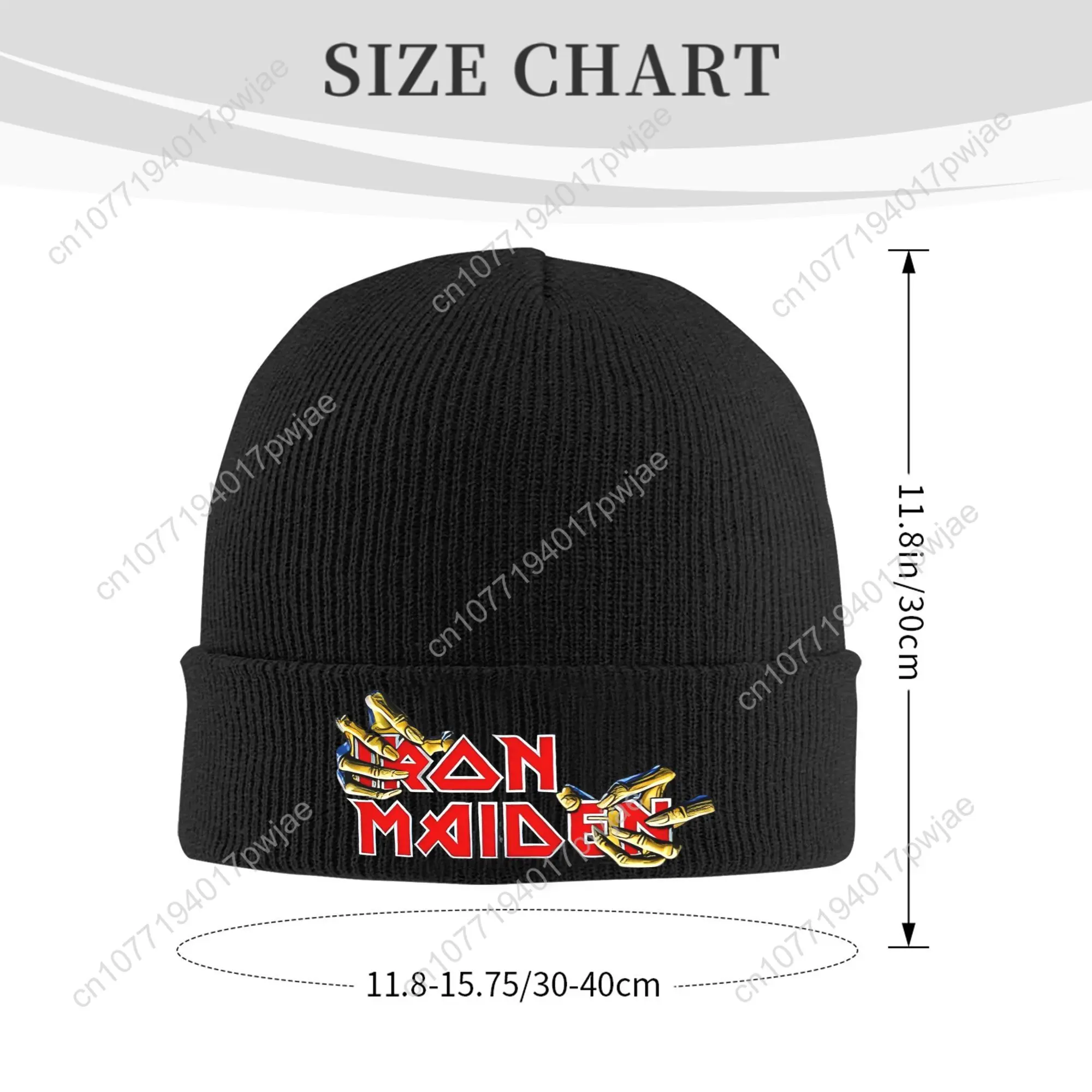 IronMaidens Rockband Beanie-Mütze für Damen und Herren, Winter, warm, gestrickt, Totenkopfmütze