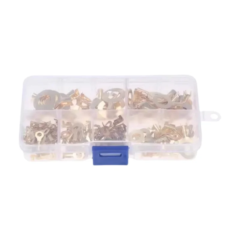 150PCS O-type Ground Lugs Terminal Cold-Pressed Copper Tab Wiring Nose M3/M4/M5/M6/M8/M10 Boxed Terminal Block Wire Connector