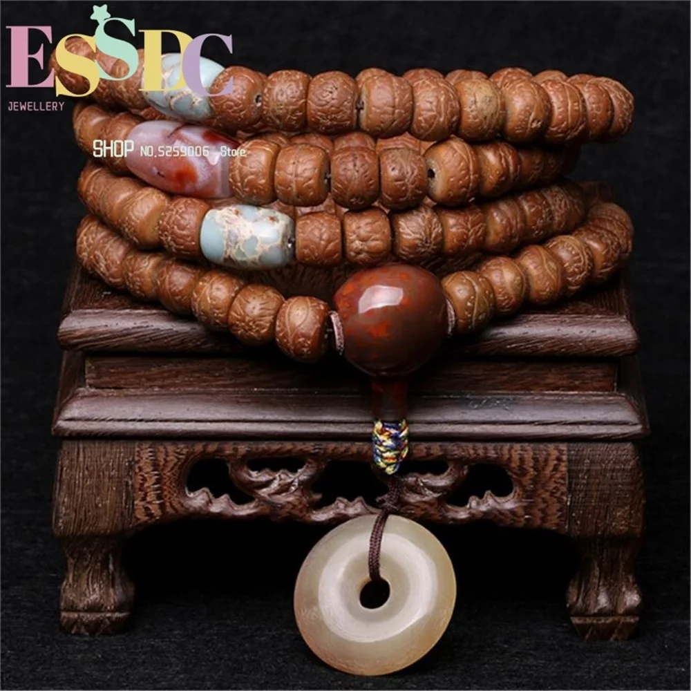 Original Design Nepalese Phoenix-eye Bodhi Seed 13mm*108 Antelope Horns Safety Buckle Pendant Prayer Beads Bracelets or Necklace