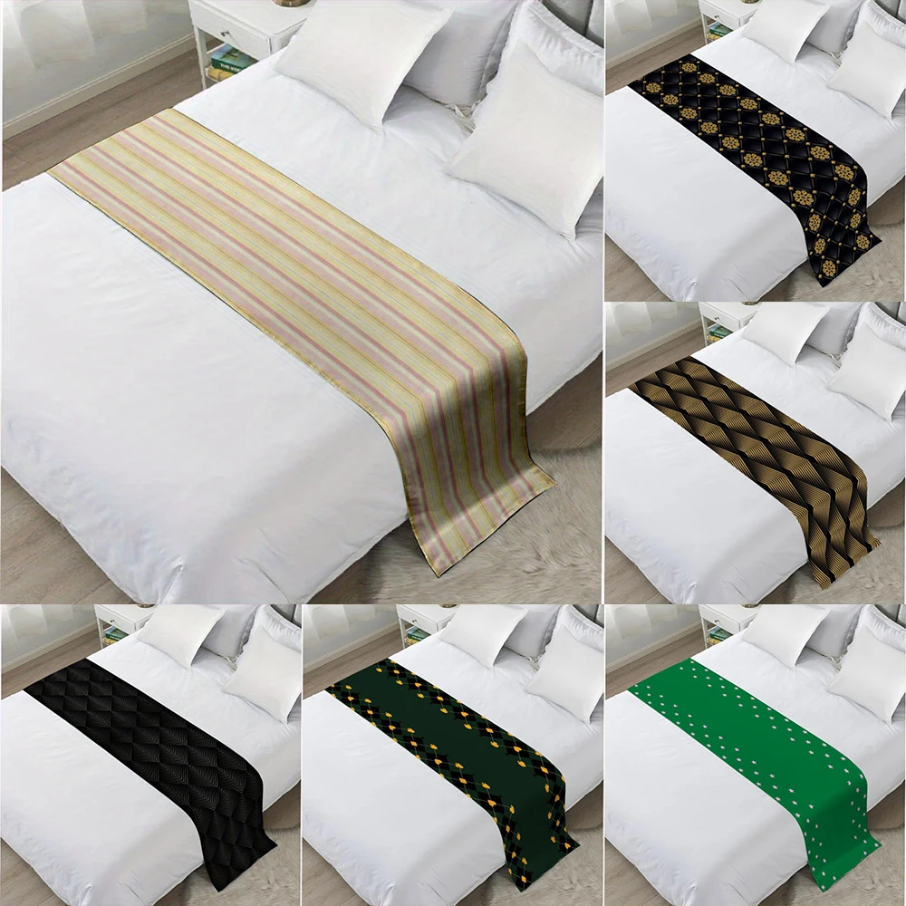 2D Flat-1pc Stripe Satin Bed flag Decor , ,Used in hotels, home furnishing, bedding accessories.