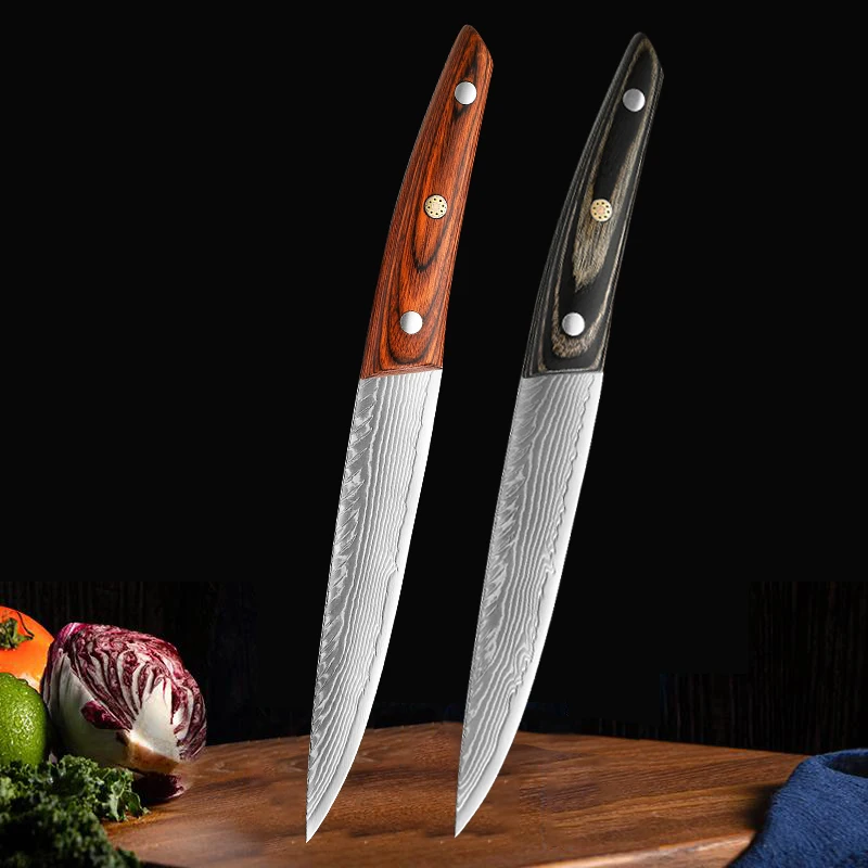 

damascus steel knives, professional kitchen knife accessories, sharp fruit knife, solid wood handle sashimi knife, sushi knife