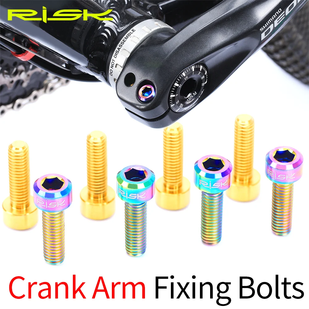 RISK 2pcs M6x18mm Bicycle Crank Arm Fixing Bolts Mountain Road Bike Titanium Disc Brake Caliper Fixed Screws MTB Crank Screws