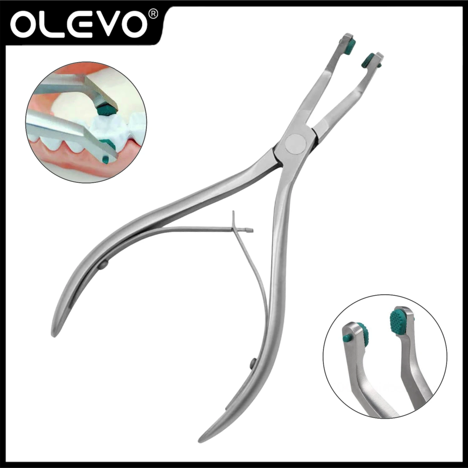 

Dental Crown Remover Pliers with Green Rubber Tips Stainless Steel Temporary Teeth Veneers Removing Forceps Dentist Remove Tools