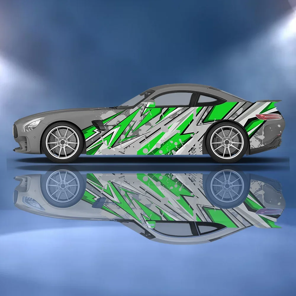 

Зеленая пышная линия, брызги, автомобильные виниловые наклейки, самоклеящаяся наклейка против царапин, подходит для грузовиков, внедорожников, Декор, автоаксессуары