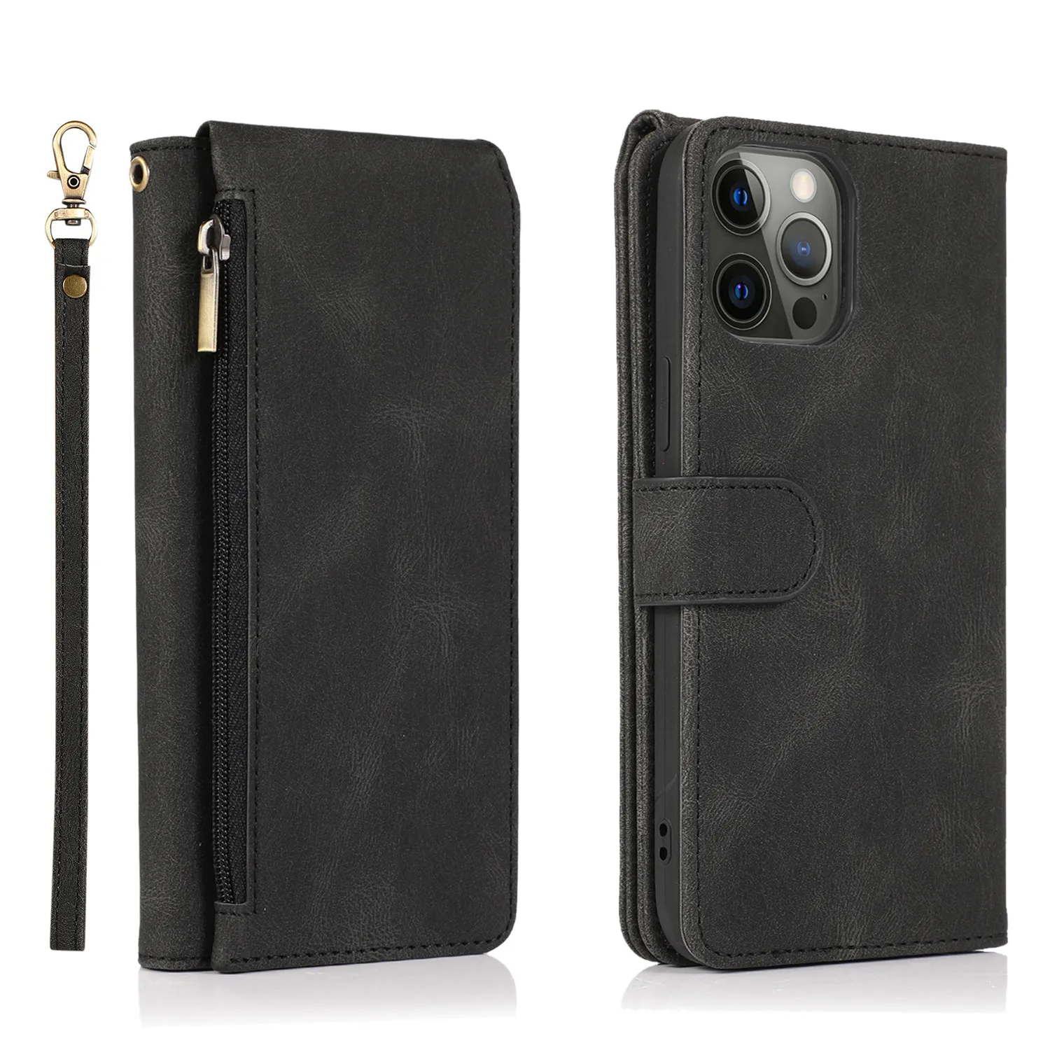 Luxury Case for iPhone 17 16 15 14 13 12 Mini 11 Pro X XS Max XR PLUS Air Wallet Leather Cards Holder Stand Flip Phone Bags