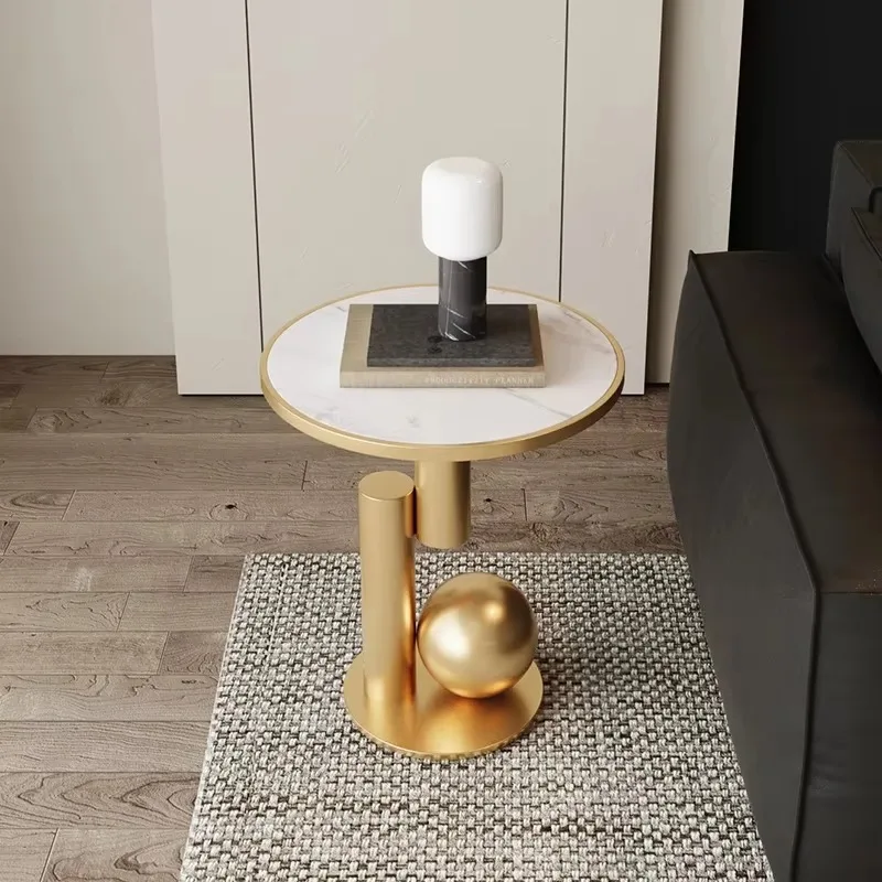 Luxury Round Serving Coffee Table, Modern Sofa TV Side End Tea Desk for Living Room Bedroom Bedside Home Furniture