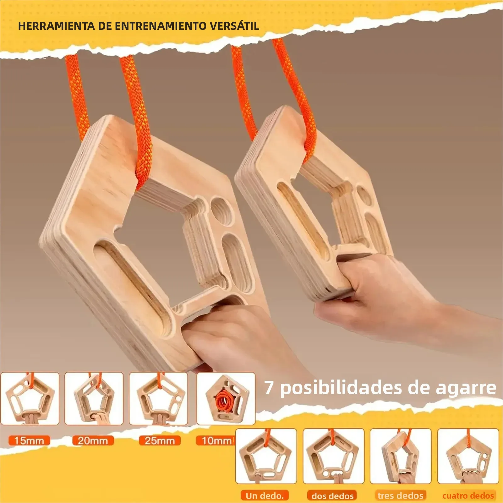 Tabla de escalada para fortalecimiento de dedos, tabla de dominadas, tabla de suspensión, herramienta de entrenamiento de fuerza de brazos para escalada al aire libre